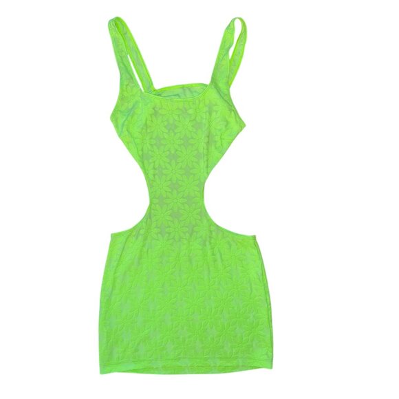 LOVERS + FRIENDS In My Moment Mini Dress Size XS Bodycon Cutouts Neon Green - Picture 13 of 13